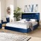 Baxton Studio Valery Blue Velvet King Size Platform Bed with Gold-Finished Legs 152-9013 - alternate 2